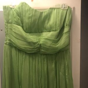 Strapless raw silk dress